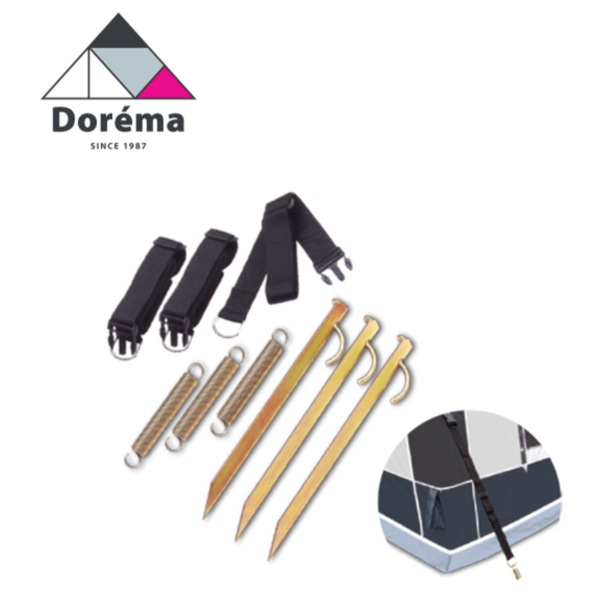 Dorema Triple Safe Lock System for Awnings, featuring sturdy design and secure locking mechanism in a detailed view.