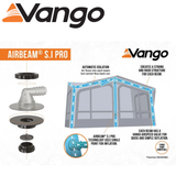 Vango Balletto Air 330 caravan awning set up outside a camper, showcasing its spacious design and air beam structure.
