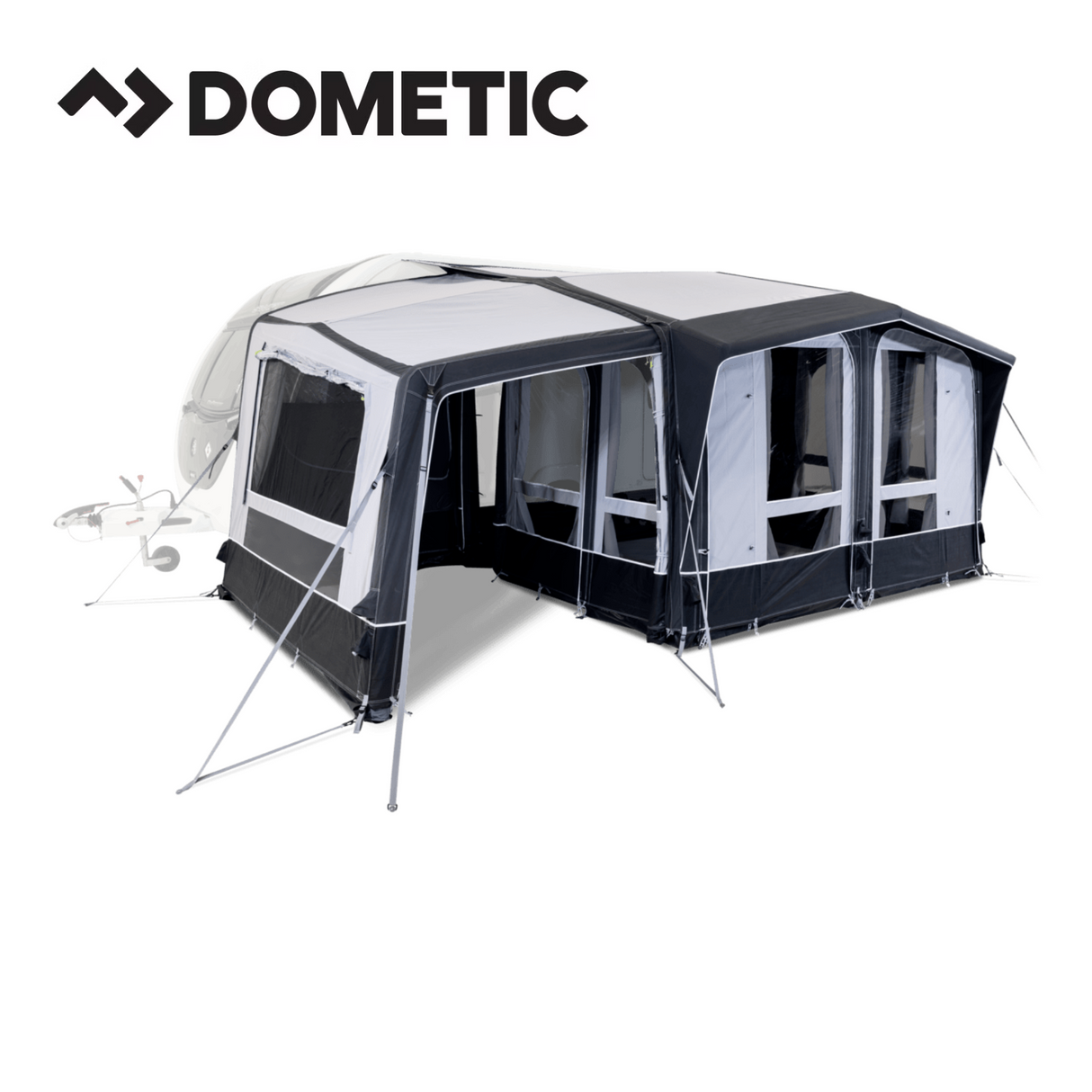 Dometic Club/Ace Air All Season Awning Extension with durable fabric and secure attachment for outdoor use.