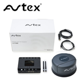 Avtex 4G CAT 6 mobile internet dual SIM router package in grey, showcasing the device and included accessories.
