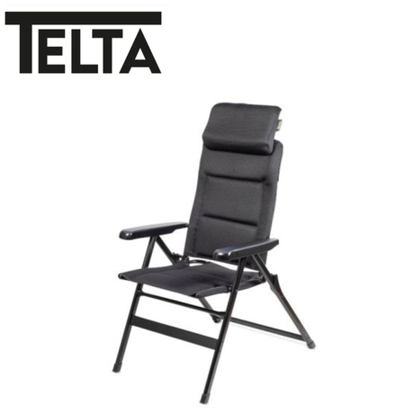 Telta Anholt reclining chair with padded armrests and plush fabric upholstery, designed for comfort and relaxation.