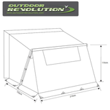 Outdoor Revolution Universal Annexe for poled awnings, featuring a spacious design and durable fabric in a scenic outdoor setting.