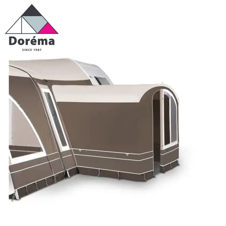 Dorema Deluxe XL Annexe for Onyx 270 Awning, featuring spacious design and durable fabric in outdoor setting.