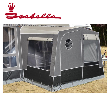 Isabella Etna 250 Carbon X Frame awning annex displayed in a camping setting with vibrant colors and sturdy design.