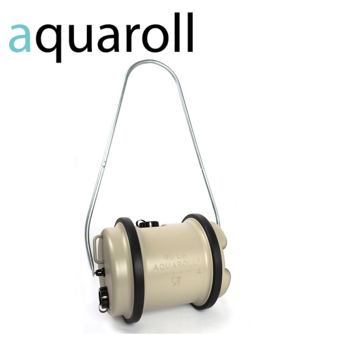 Hitchman 40L Aquaroll in beige, featuring a durable design for easy water transport and storage.