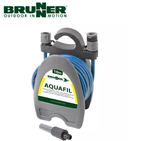 Brunner Aquafil 10m water hose coiled with flexible, durable design for garden watering and outdoor use