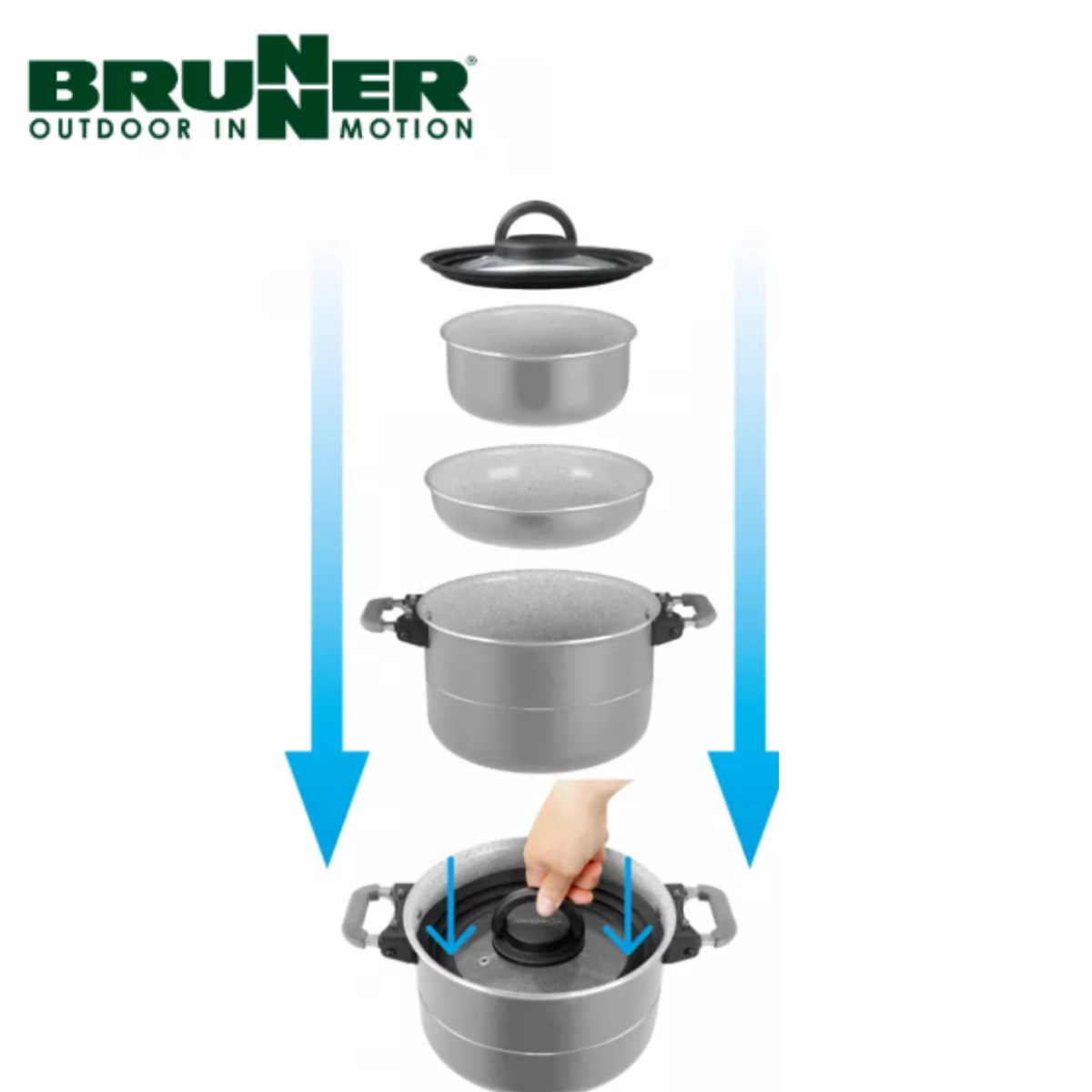 Brunner Cooking Brunner Fusion 7 + 1 Alu Cooking Set 22cm | Cannock Caravan Accessories