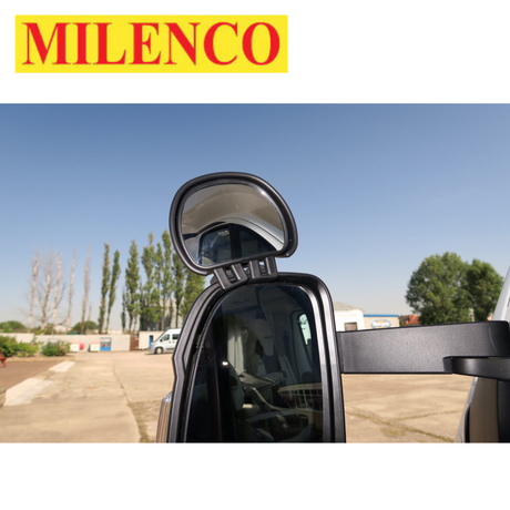 Milenco Aero blind spot mirror in black, showcasing its sleek design and reflective surface for enhanced visibility.