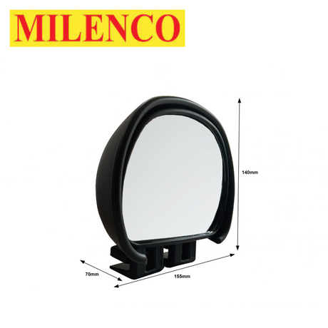 Milenco Aero blind spot mirror in black, showcasing its sleek design and reflective surface for enhanced visibility.