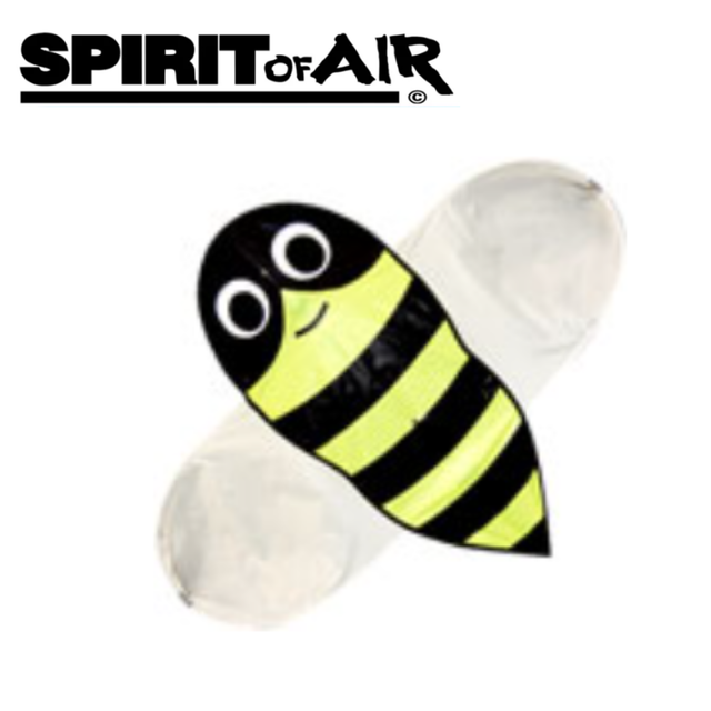 Spirit of Air Bumblebee Kite featuring a vibrant bee design on a bright yellow background, ideal for outdoor flying.