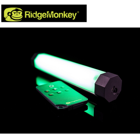 RidgeMonkey Bivvy Lite Elite IR, compact camping bivvy light with infrared features, mounted on a bivvy shelter for outdoor use