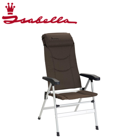 Brown Isabella Thor reclining chair with plush upholstery and padded armrests, showcasing its comfortable design.