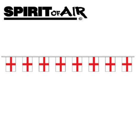 Spirit of Air St George Cross bunting, 36ft long, featuring red crosses on white fabric, ideal for patriotic celebrations.