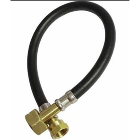 Butane pigtail with 1.5m M20 female fitting, flexible gas connector for industrial or appliance use.