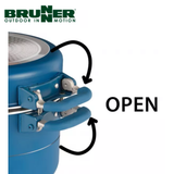 Brunner Carezza 7+1 magnetic aluminum saucepan set with 20cm saucepans and lids, designed for efficient cooking.
