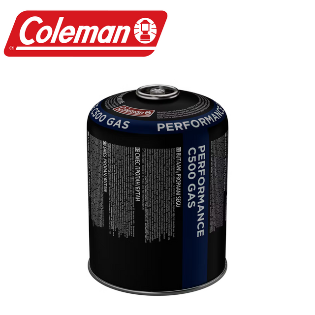 Coleman C500 Performance gas canister with a compact design, ideal for camping and outdoor cooking.