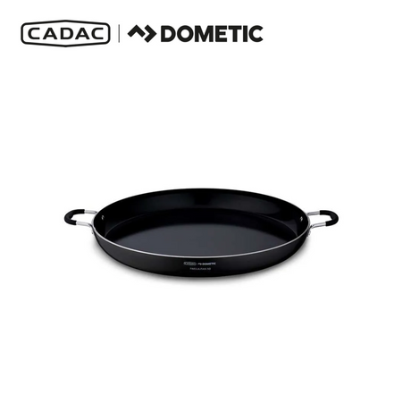 Cadac Dometic Carri Chef 50 BBQ with paella pan, showcasing versatile cooking options and portable design.