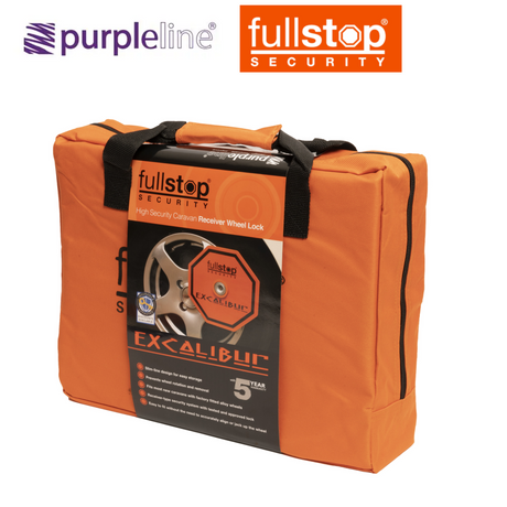 Purpleline Excalibur Wheel Lock in purple, designed for secure vehicle wheel protection against theft.