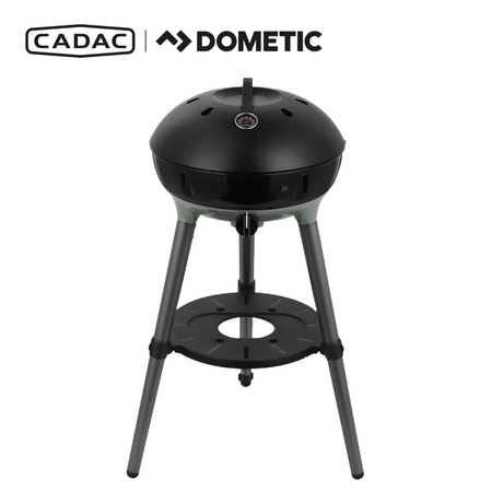 Cadac Dometic Carri Chef 40 BBQ with dome lid, showcasing portable gas grill design and cooking surface.