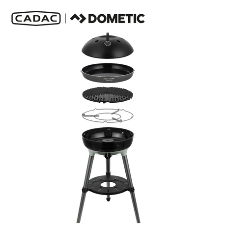 Cadac Dometic Carri Chef 40 BBQ with chef pan, showcasing a versatile outdoor cooking setup and sleek design.