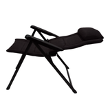 Black Navarra recliner chair with cushioned seat and backrest, featuring a sleek modern design and armrests.
