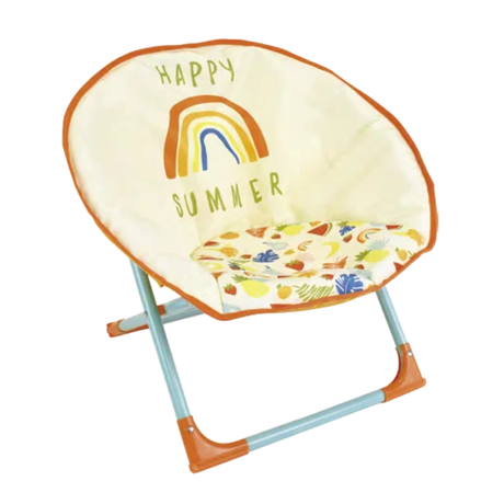 Colorful children's rainbow fruits moon chair by Quest Leisure, featuring a playful design ideal for kids' rooms.