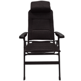 Black Navarra recliner chair with cushioned armrests and a high back for comfortable lounging.