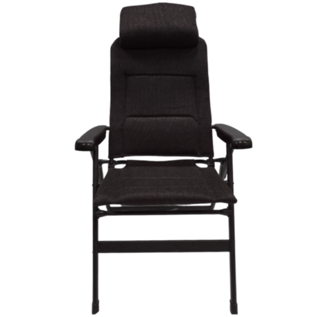 Black Navarra recliner chair with cushioned armrests and a high back for comfortable lounging.