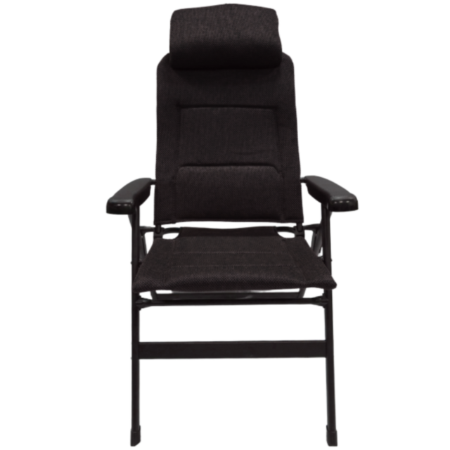 Black Navarra recliner chair with cushioned armrests and a high back for comfortable lounging.