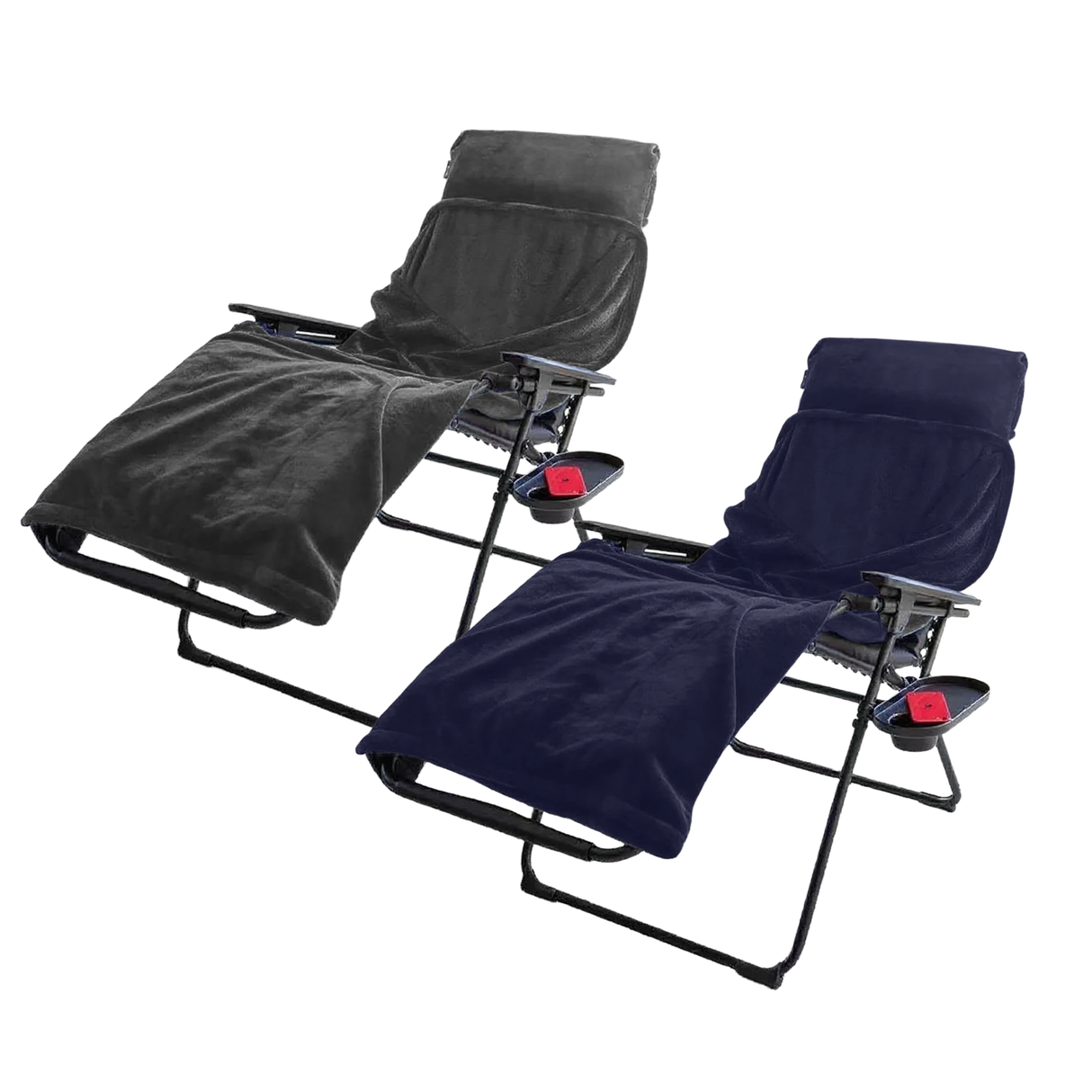 Quest Leisure 3-in-1 fleece chair blanket in grey or blue, soft and cozy for added warmth and comfort while sitting.