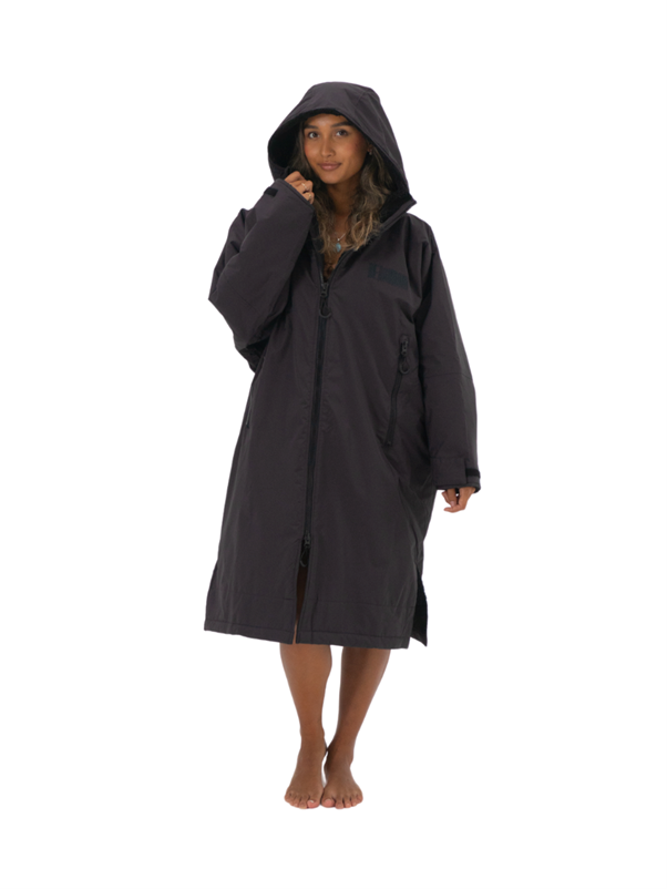 Charcoal Beachbum changing robe for adults, featuring a cozy design ideal for beach or poolside use.