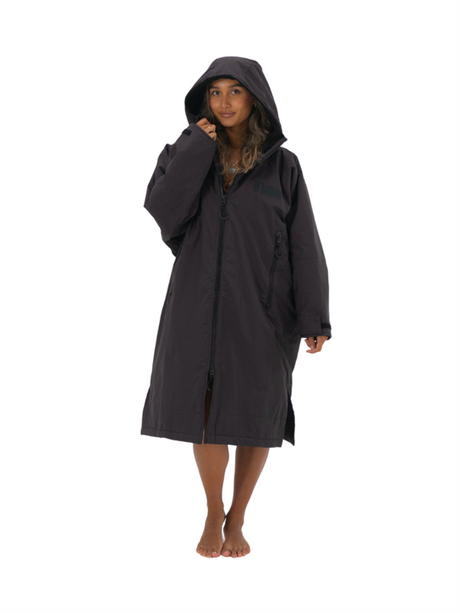 Charcoal Beachbum changing robe for adults, featuring a cozy design ideal for beach or poolside use.