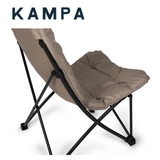 Kampa Chill Chair with padded armrests and compact fold, perfect for outdoor relaxation and camping.