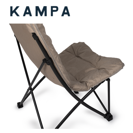 Kampa Chill Chair with padded armrests and compact fold, perfect for outdoor relaxation and camping.