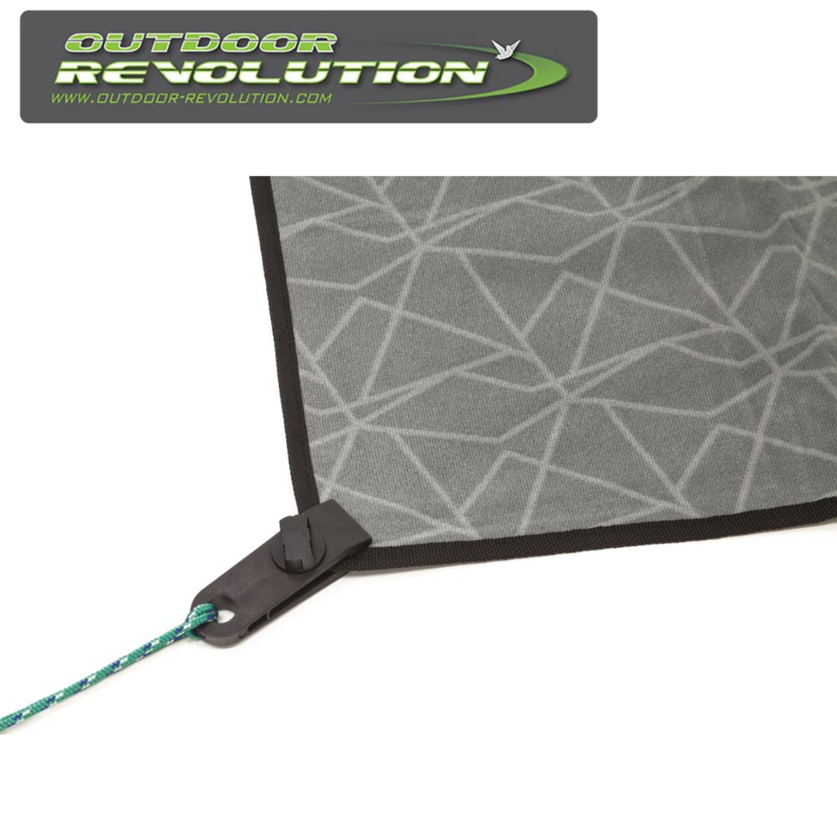 Set of 4 Outdoor Revolution Deluxe Tent Carpet Clamps for securing tent carpets during outdoor activities.