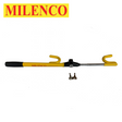 Milenco Classic Steering Wheel Lock in a secure position, showcasing its robust design and bright yellow color.