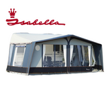 Isabella Commodore Coast All Season Awning with mega frame set up in a spacious outdoor setting, showcasing its design and durability.