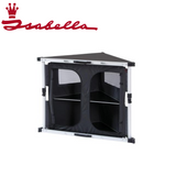 Isabella Corner Cupboard featuring a stylish design with shelves and a natural wood finish, perfect for home storage.