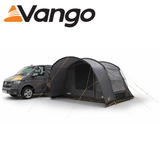 Vango Cove III Low Poled Driveaway Awning set up beside a campervan, showcasing spacious interior and durable fabric.