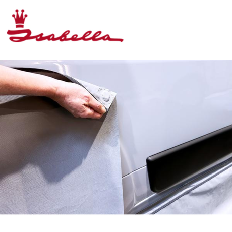 Isabella Draught Skirt for CamperVan, shown in the image, designed to prevent drafts and improve insulation on camper vehicles.