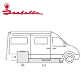 Isabella Draught Skirt for CamperVan, showing the durable fabric and installation setup against a camper van exterior.