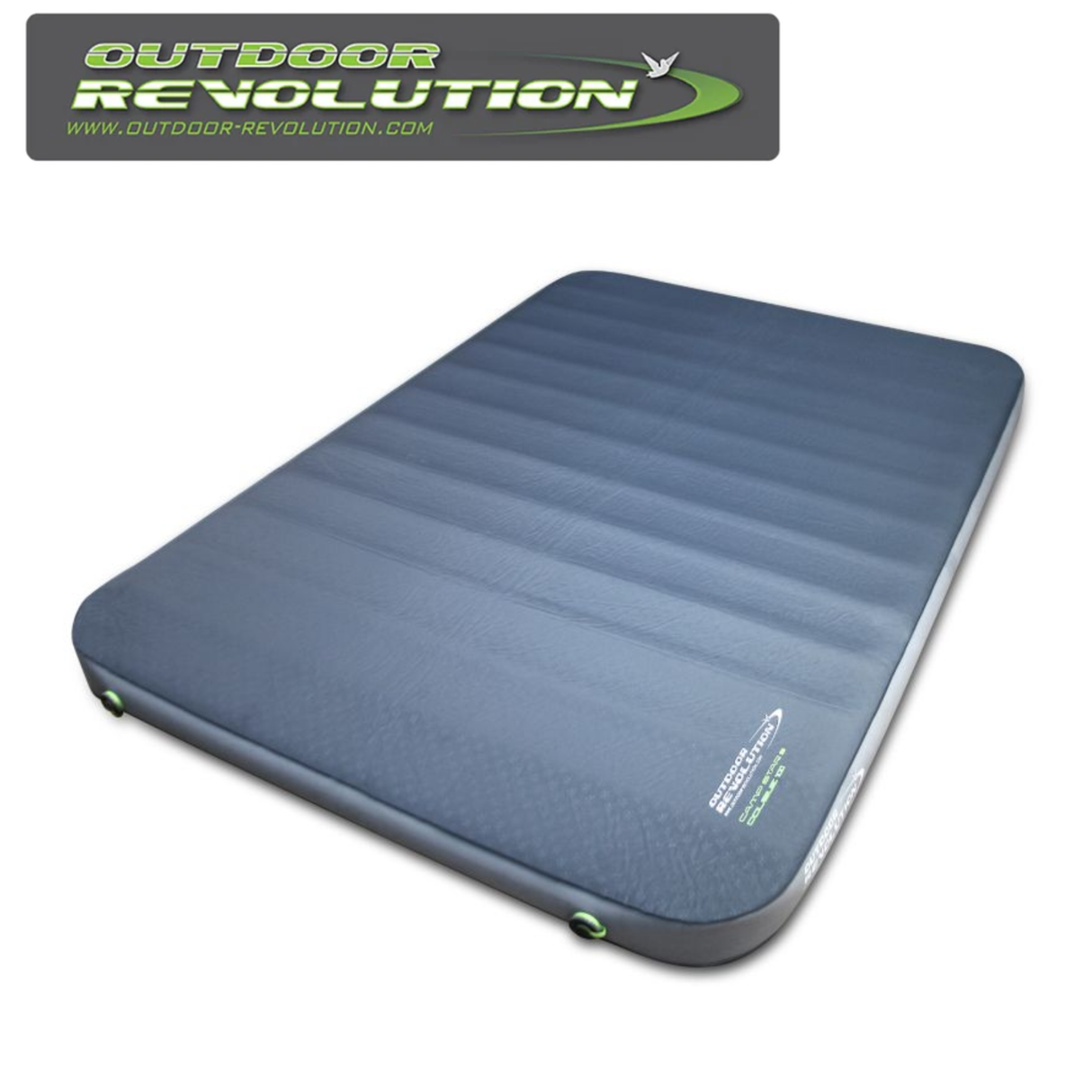 Outdoor Revolution Camp Star Double 100 self-inflating mat displayed in an outdoor setting with camping gear.