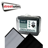 Streetwize Streetwise premium reversible awning carpet with textured pattern and durable fabric, shown rolled out for outdoor use.