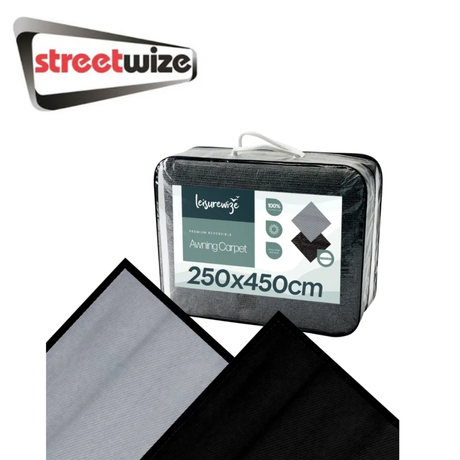 Streetwize Premium Reversible Awning Carpet showing textured surface and reversible design for outdoor use.