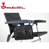 Isabella chair side pocket in dark grey fabric hanging on a chair for convenient storage
