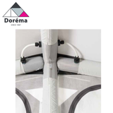 Dorema Air Seasonal Caravan Awning set up, showcasing its spacious design and air-filled structure in a sunny outdoor setting.