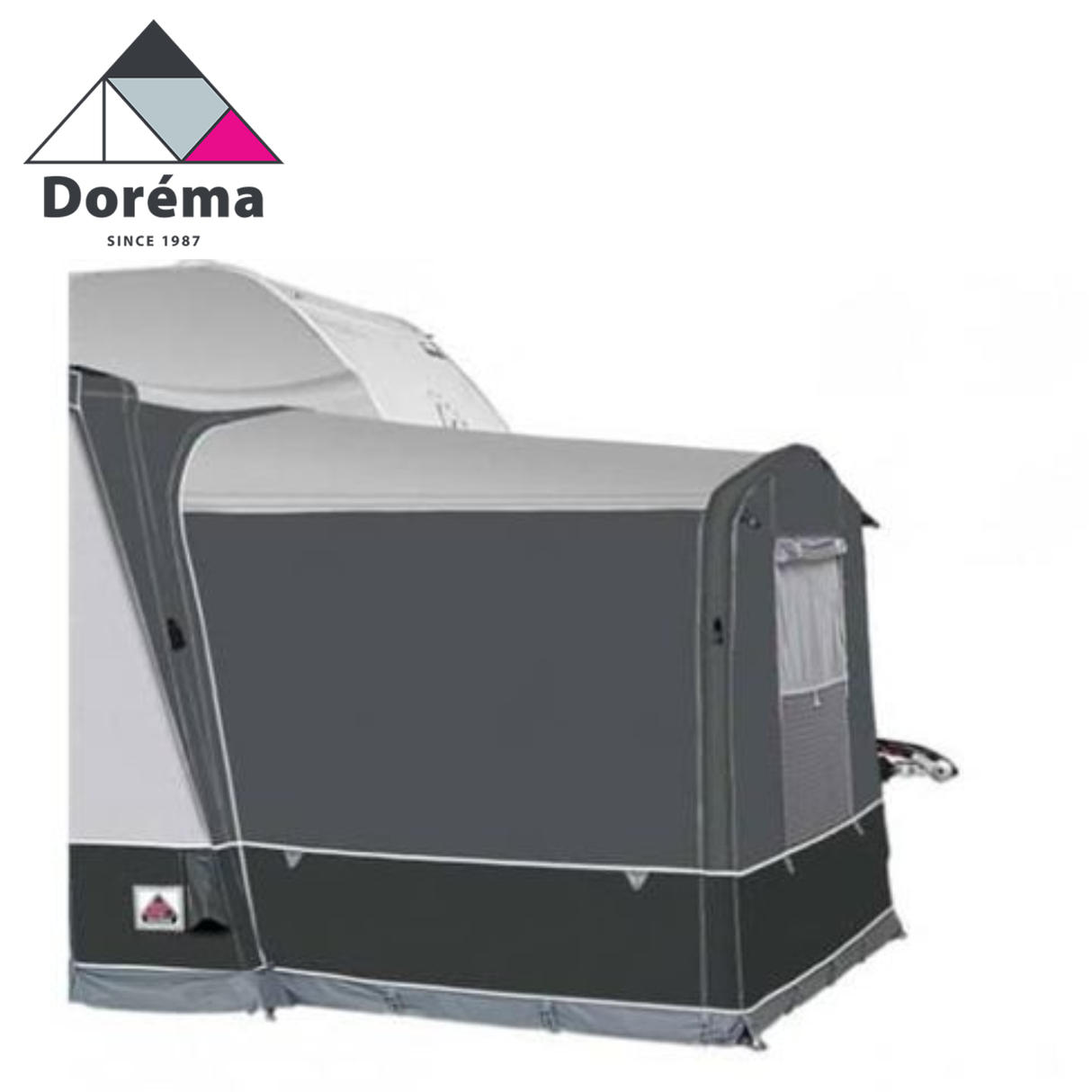 Dorema Daytona Air Annexe featuring a spacious tent design for outdoor camping, showcasing its air beam structure and fabric.
