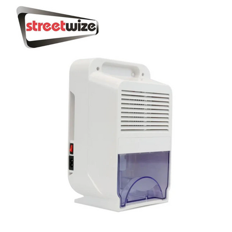 Streetwize compact electrical dehumidifier with a sleek design, ideal for reducing humidity in small spaces.