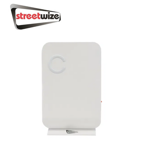 Streetwize compact electrical dehumidifier in a modern design with a control panel and air intake vents visible.