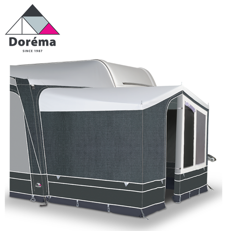 Dorema Annex Deluxe XL, spacious 250 x 150cm tent annex in a natural setting, showcasing its durable design and features.